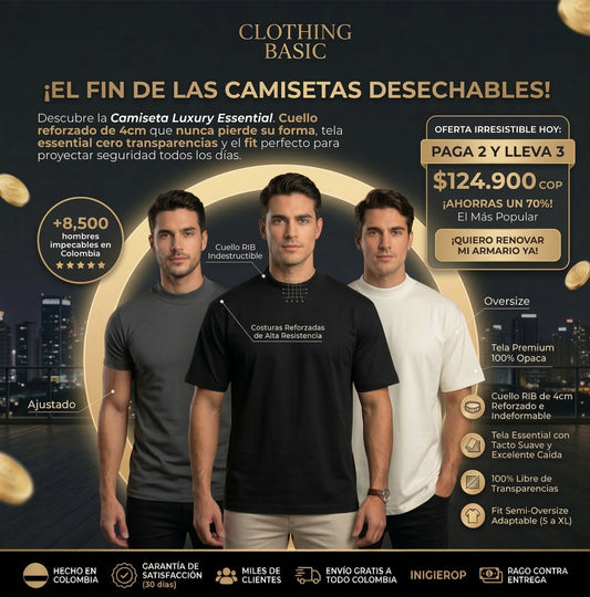 PAGA 2 Y LLEVA 3 CAMISETAS LUXURY ESSENTIAL 180 GR